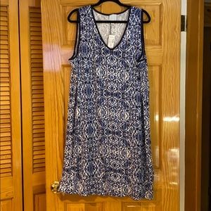 Sunday sleeveless blue & white dress - 2X